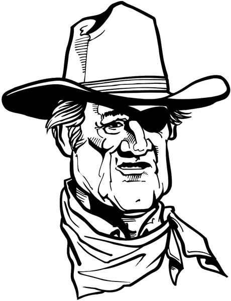Rooster Cogburn drawing vinyl sticker. Customize on line. Faces 035-0219